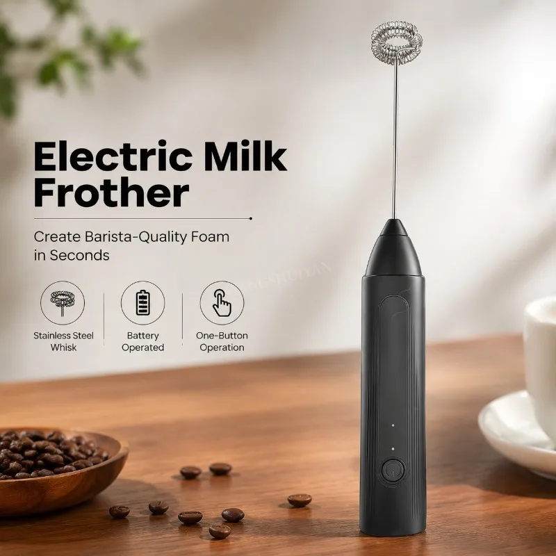 2 In 1 Electric Milk Frother Rechargeable Milk Foam Maker Handheld Foamer High Speeds Milk Frother Drink Mixer Coffee