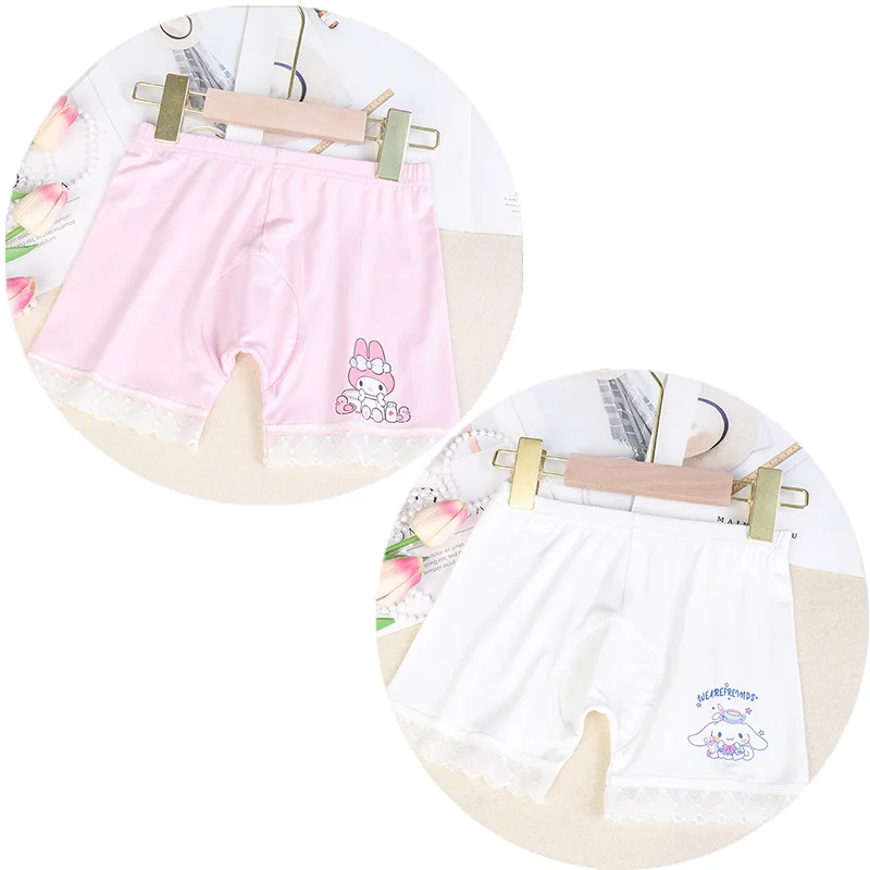 Sanrio-pantalones cortos de seguridad para niñas, mallas de algodón antiexposición, bonitos dibujos animados, Cinnamoroll Melody, ropa de vacaciones, regalos, novedad