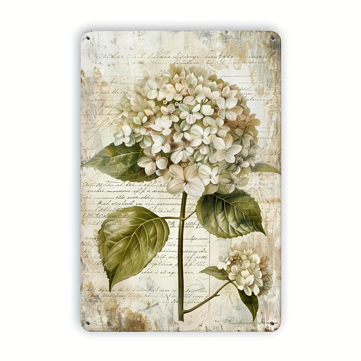1 hydrangea vintage metal plate,iron structure,art garden and home decoration,indoor/outdoor wall ornaments,dining room-8x12 in