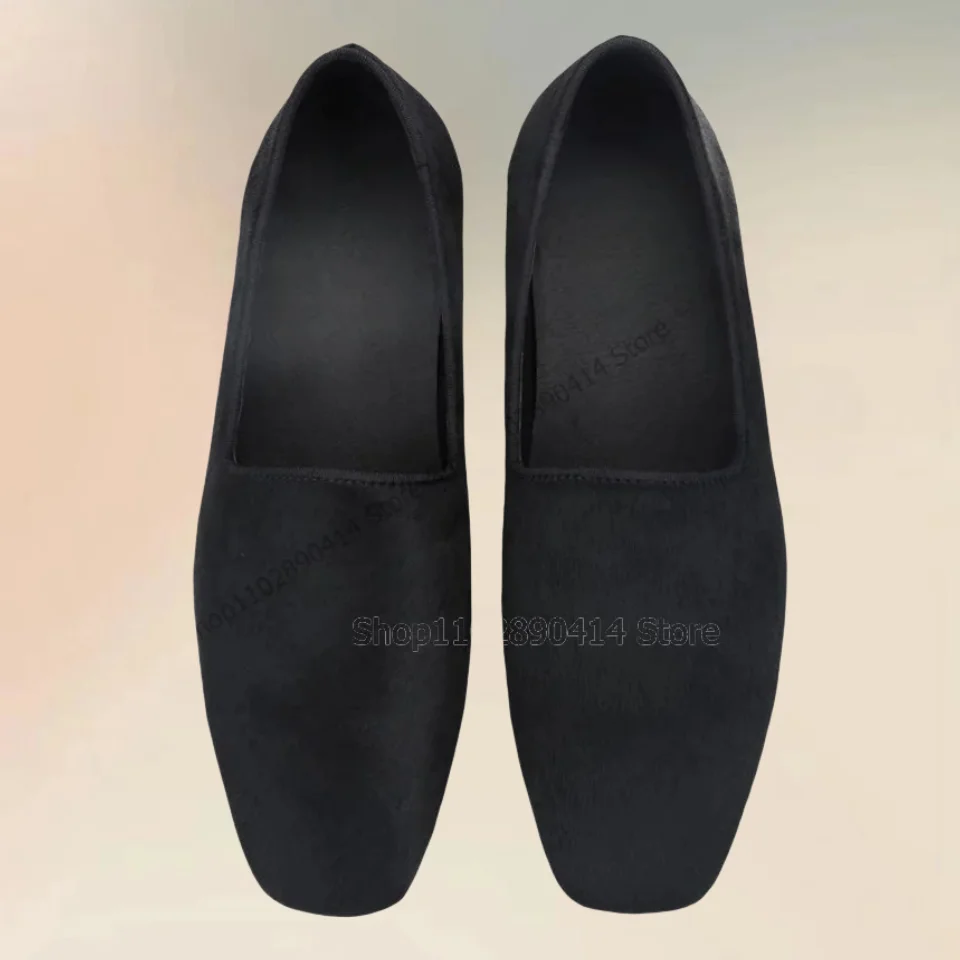 

Black Square Toe Breathable Men Flats Fashion Slip On Men Shoes Classic Comfort Handcraft Concise Style Party Men Casual Shoes