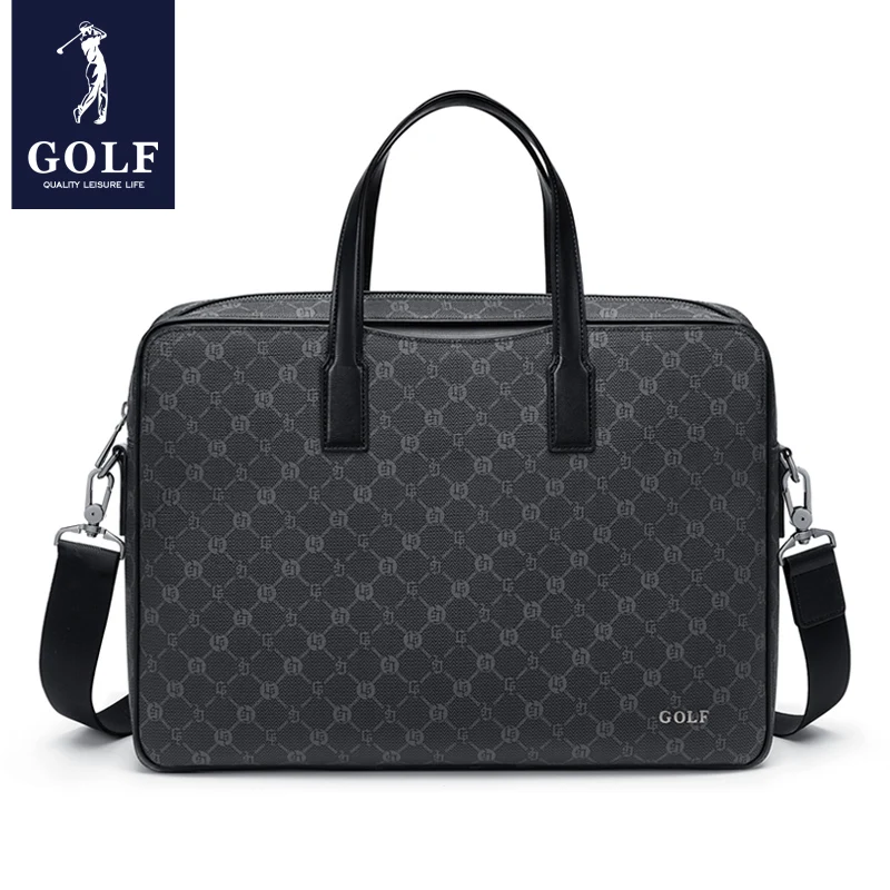 Bolsa de golfe para homens, bolsa de negócios vintage de luxo, bolsa de trabalho de couro para escritório, laptop com alça de ombro de alta qualidade