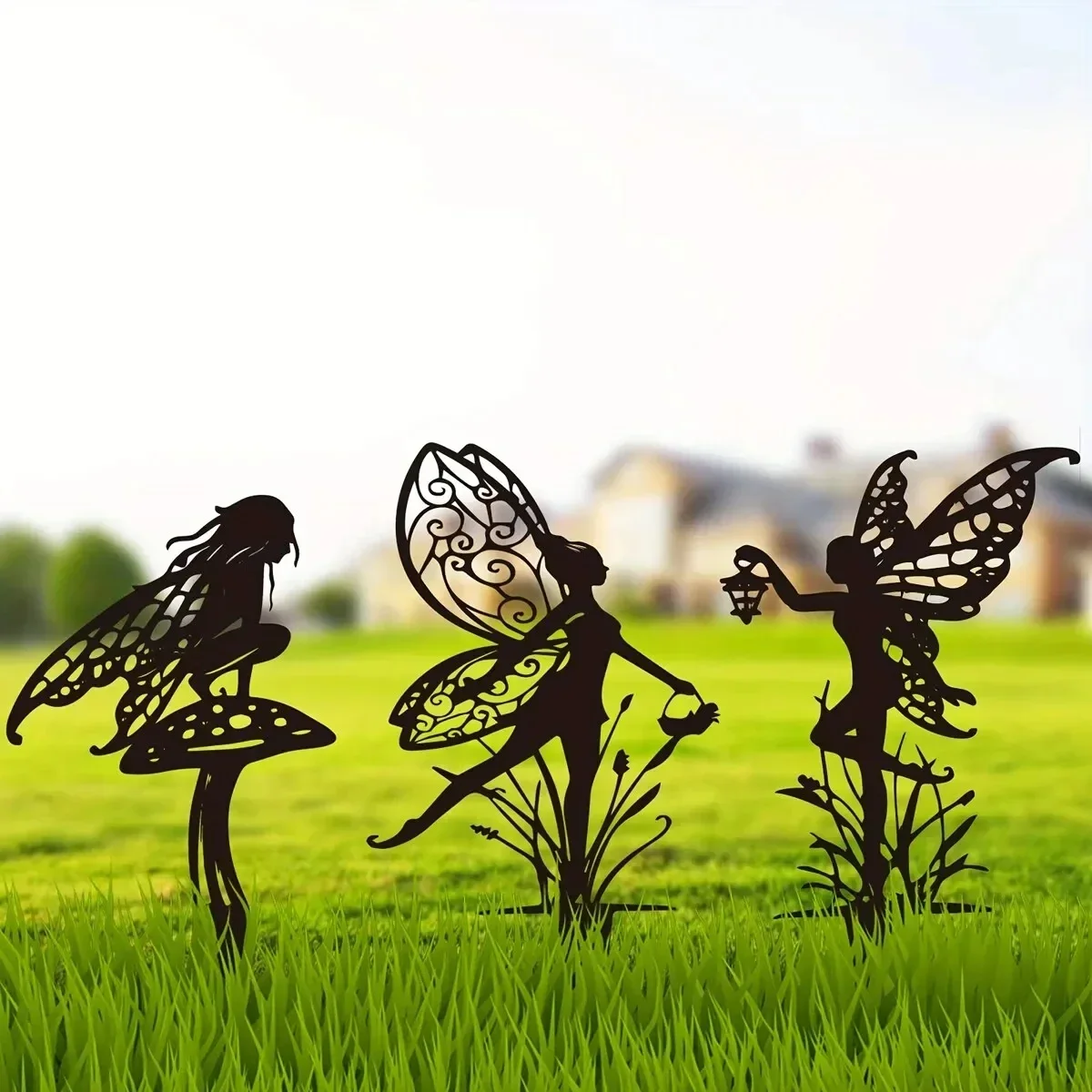 Pretty Elf Silhouette Metal Garden Fairy Statue Stake Outdoor Yard Art Decorations for Your Patio Lawn Decor Perfect for Party