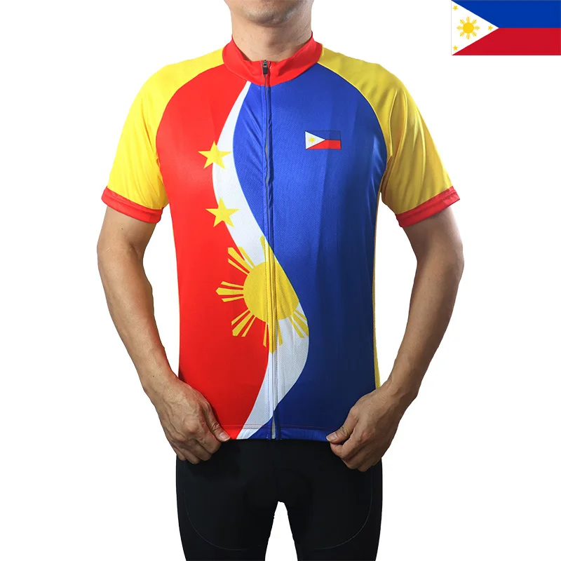 Philippines Short Sleeve Mens Jersey Road Shirt Bicycle Jacket Cycling Top Downhill Wear Fitness Clothes Sports Sweater Bib