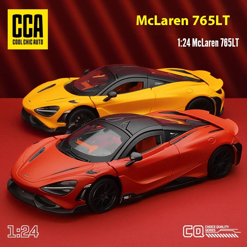 CCA 1/24 Mclaren 765LT Simulation Alloy Model Cars Toy Die-cast Sound Light Pull Back Sports Cars Series Kids Gifts Collection