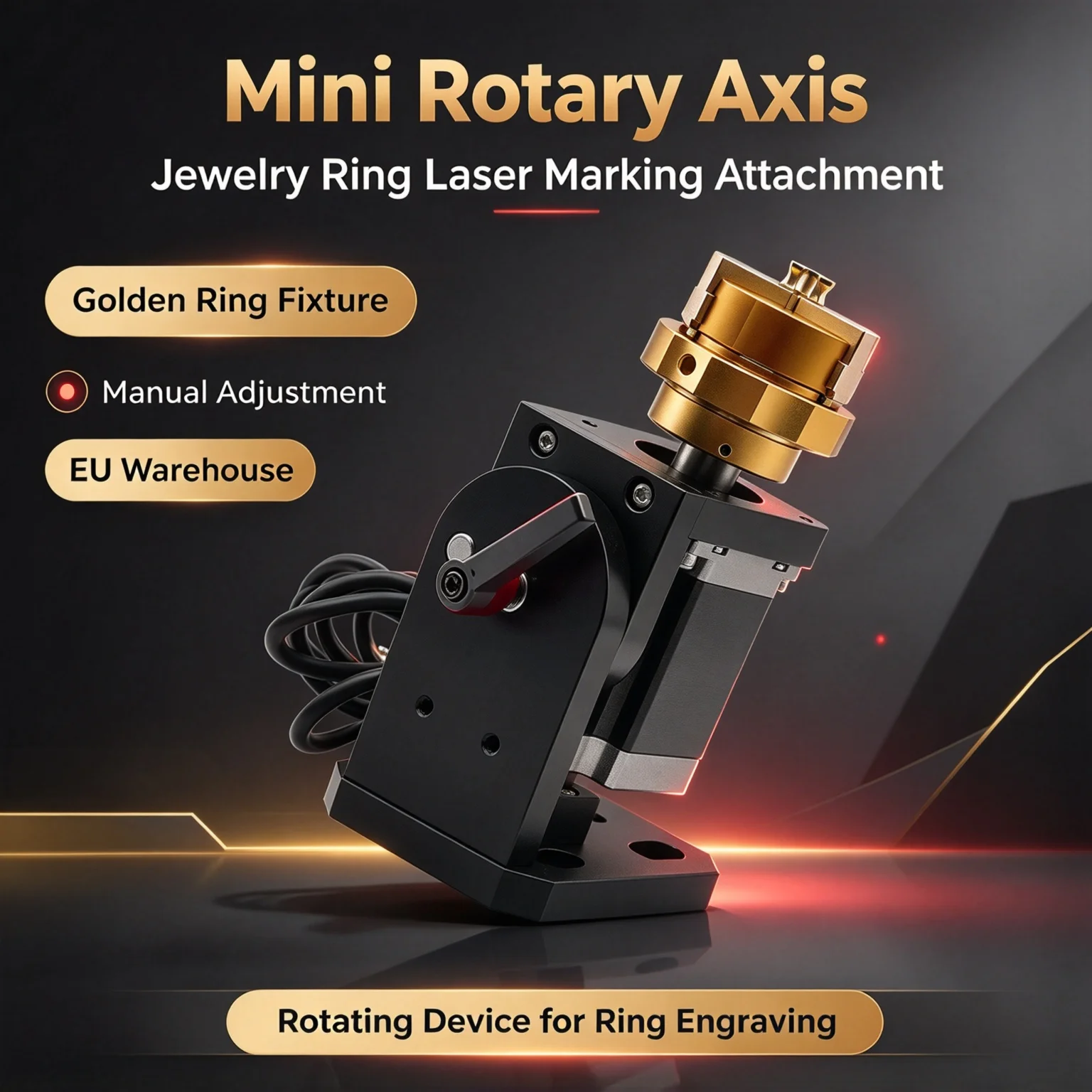 Mini axe rotatif pour bague de bijoux en or, pour machine de marquage laser à fibre, dispositif de gravure de bague, expédition depuis l'entrepôt européen