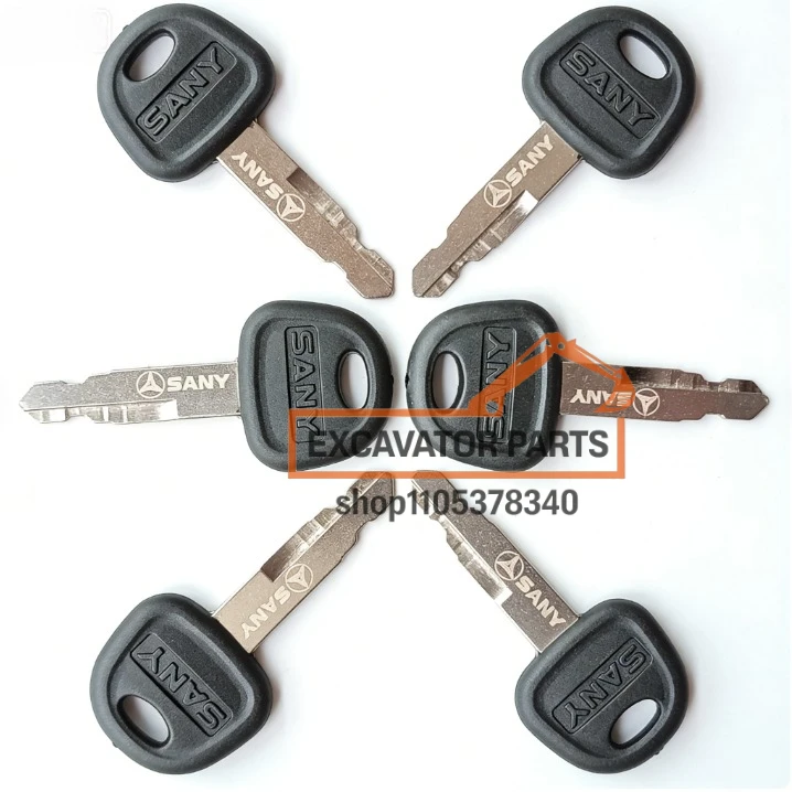 Premium 5/1PCS Heavy Equipment Ignition Key – Universal Door & Start Key for Sany SY60/75/85/135/215/245 Bulldozer Loader