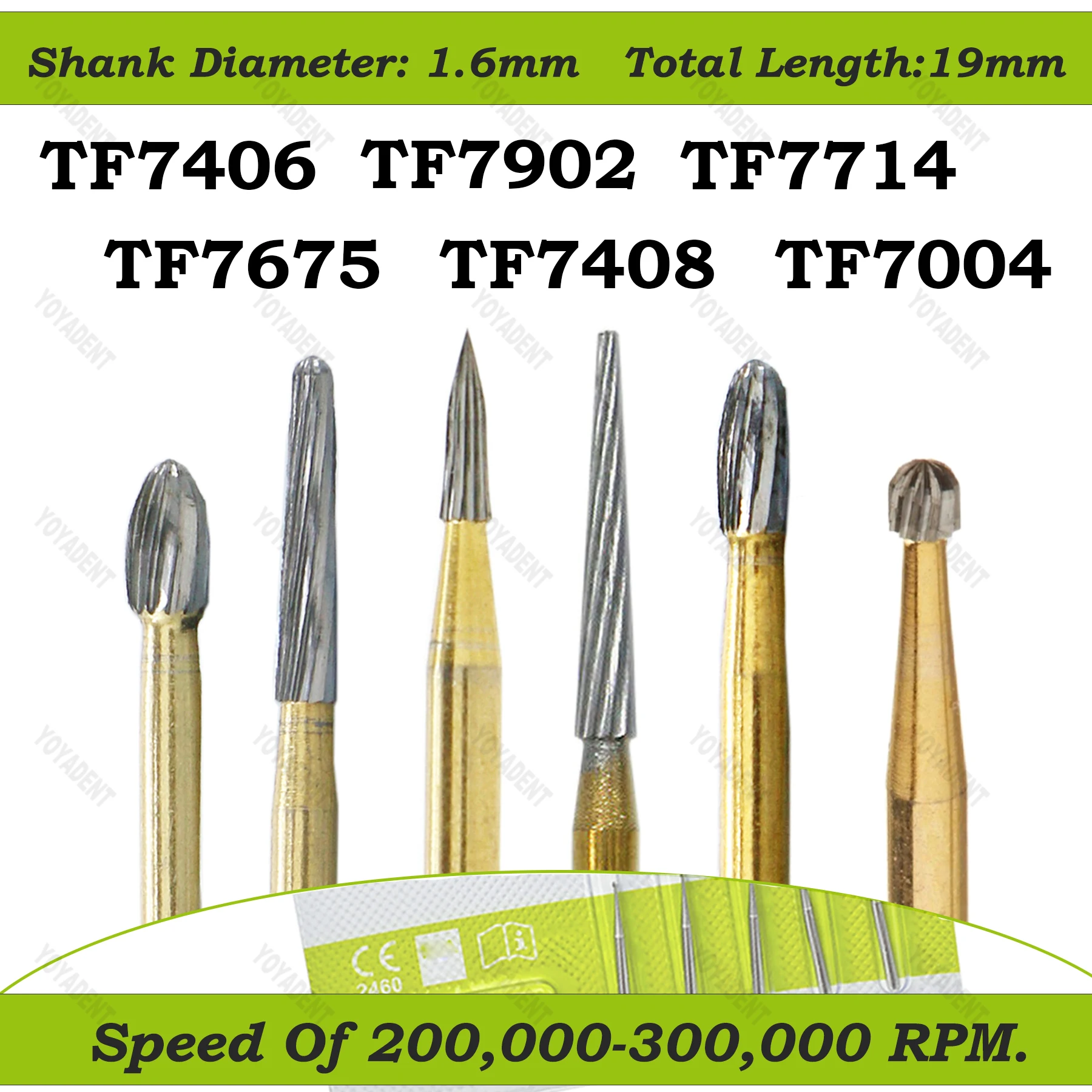 WAVE Dental Burs Tungsten Carbide Burs Gold Plated Trimming and Finishing Strawberries For High Speed Handpiece 5pcs/Pack