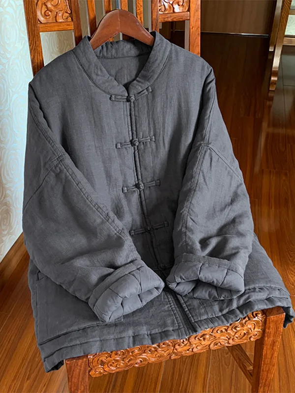 

Женская зимняя винтажная свободная одежда Thiened Cotton Jaet большого размера с воротником-стойкой и пуговицами, одежда из хлопка, новая китайская одежда...