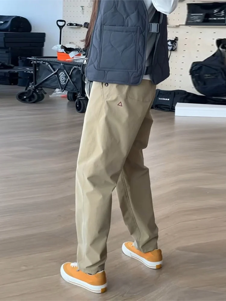 

Khaki Waterproof Fce Lined Soft ell Men's Autumn Winter Outdoor Sports Climbing Pants Workwear Trousers Casual Faion