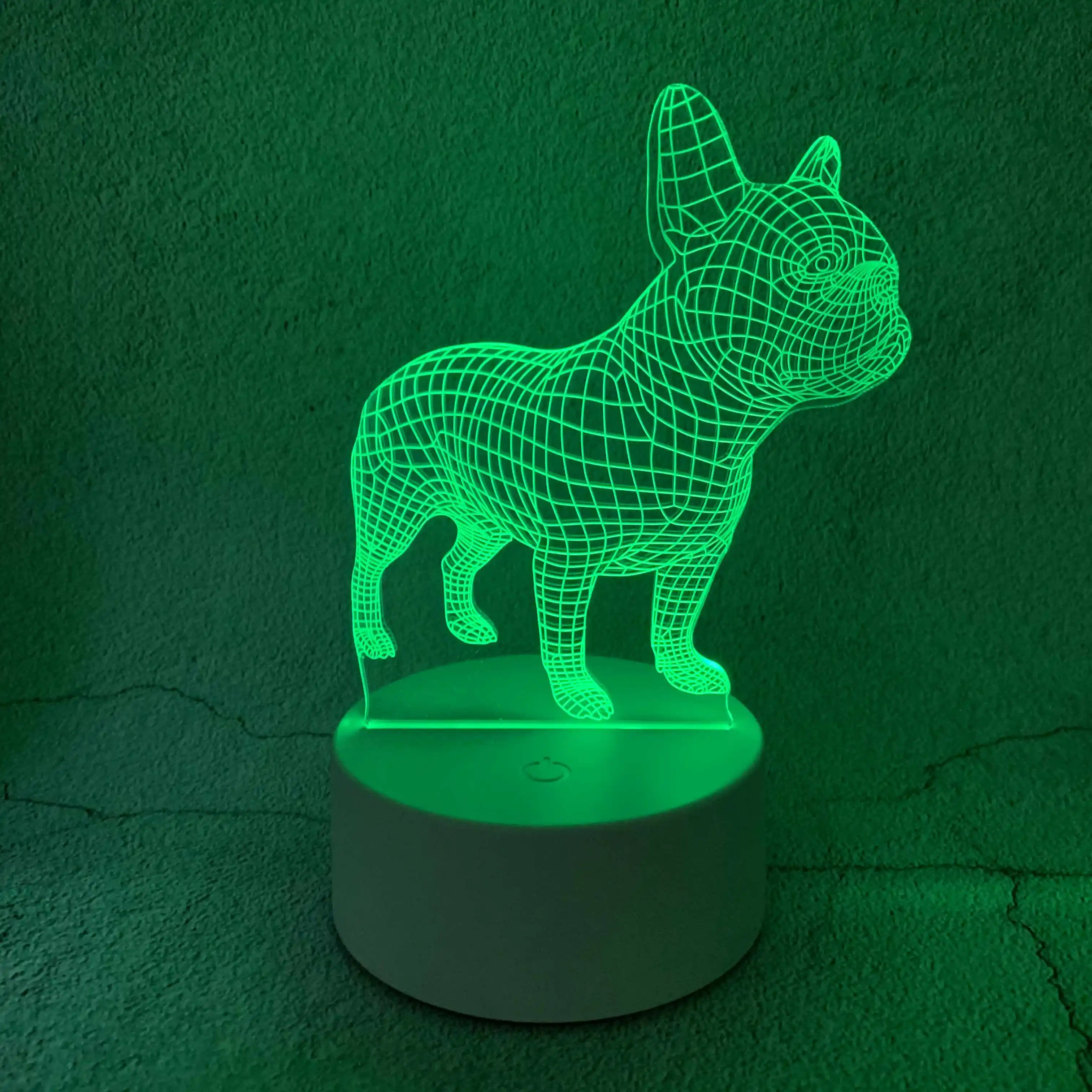 Nueva lámpara de escritorio 3D de bulldog, luz nocturna colorida, control remoto táctil, visión 3D, Comercio Exterior