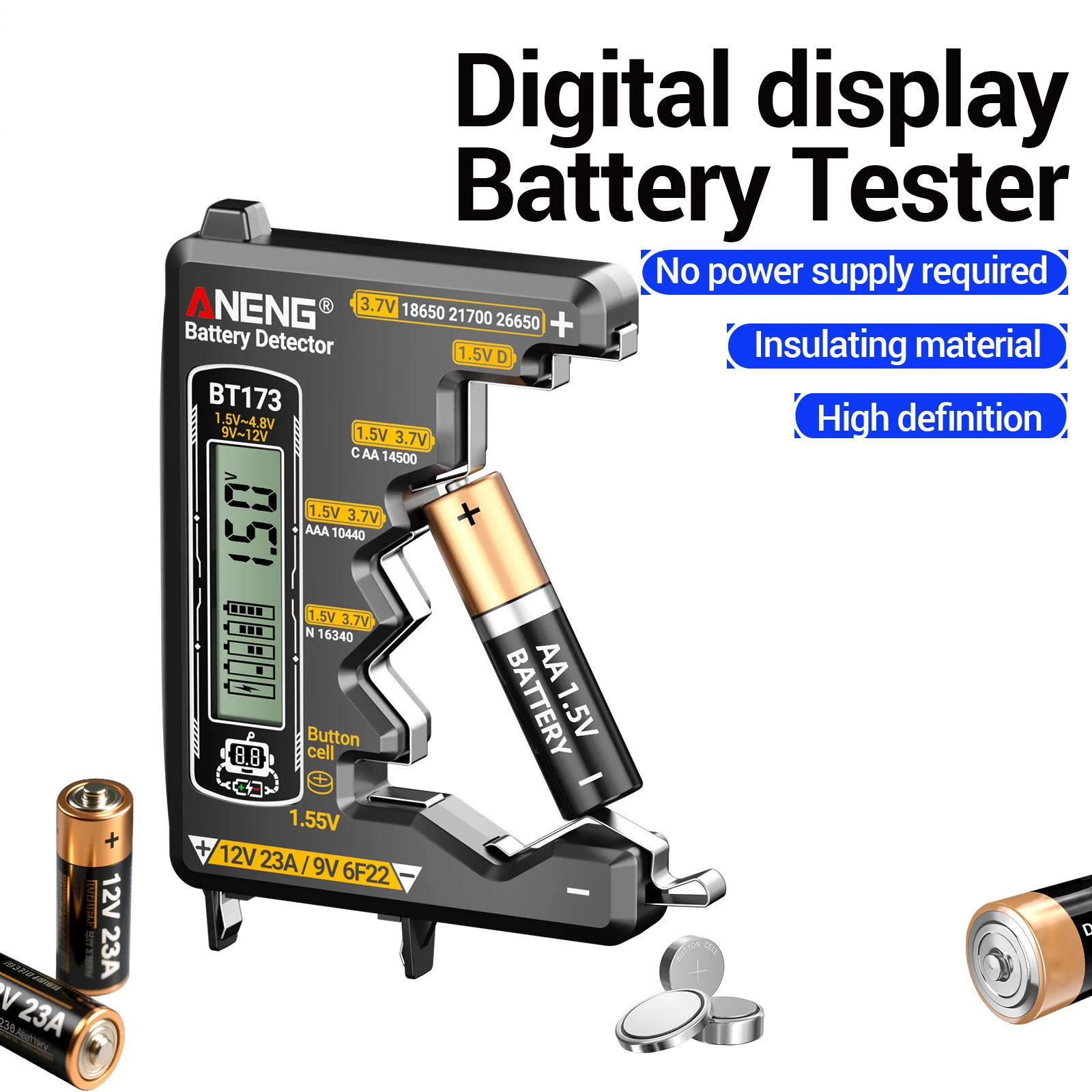 Universal Battery Tester ANENG BT173 Battery Detector Test C D AA AAA N 9V Cell Button Meter Visual Display Testing Tester Tools