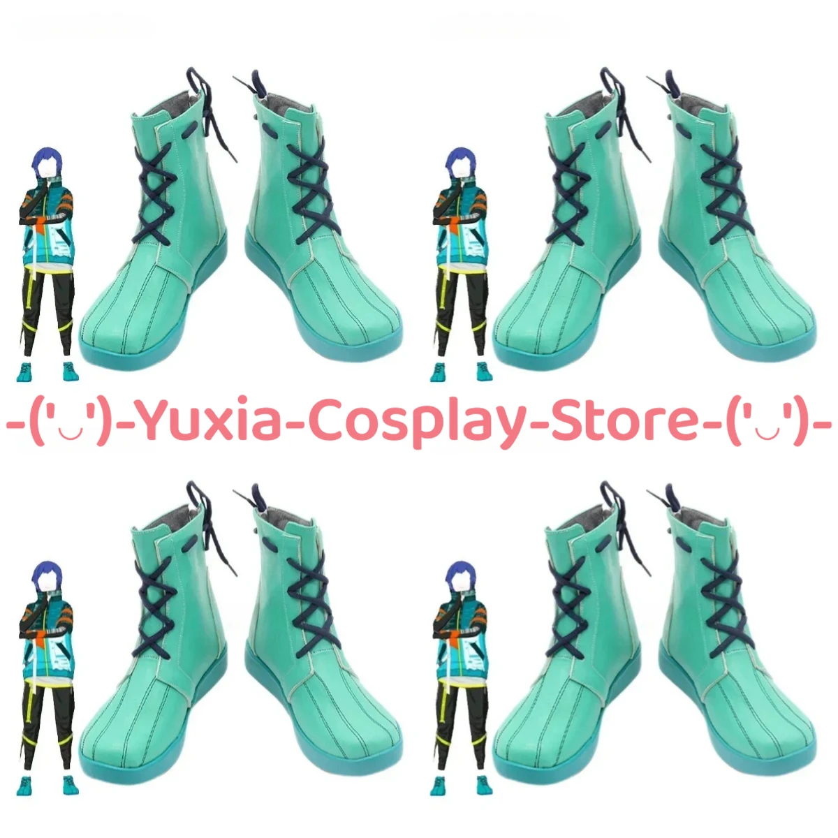 

Yuxiacosplay! Project Sekai Kaito Cosplay Shoes Anime Game Character Prop PU Leather Boots Halloween Carnival Party Costume