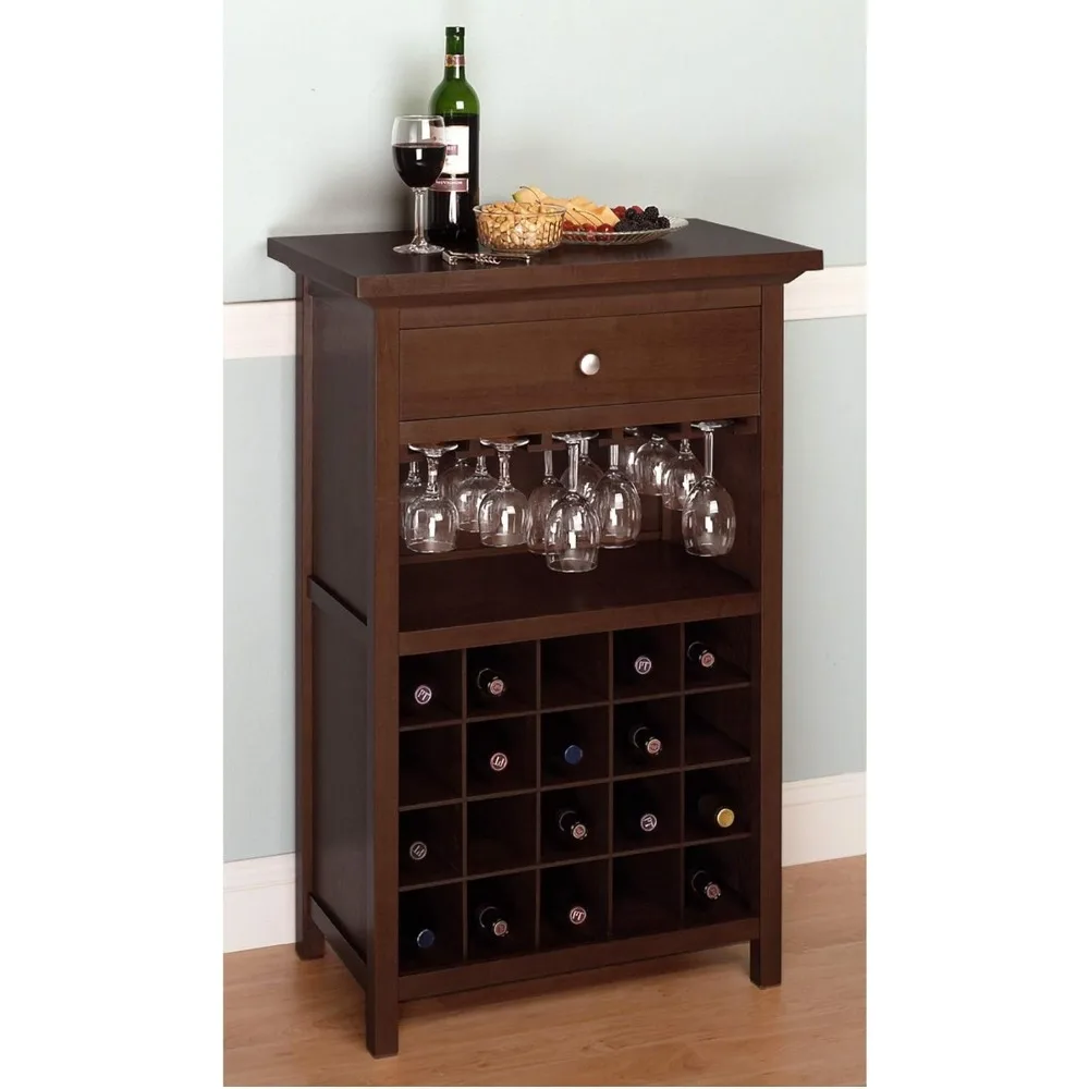 

40.25" Warm Walnut Rectangular Wine Cabinet