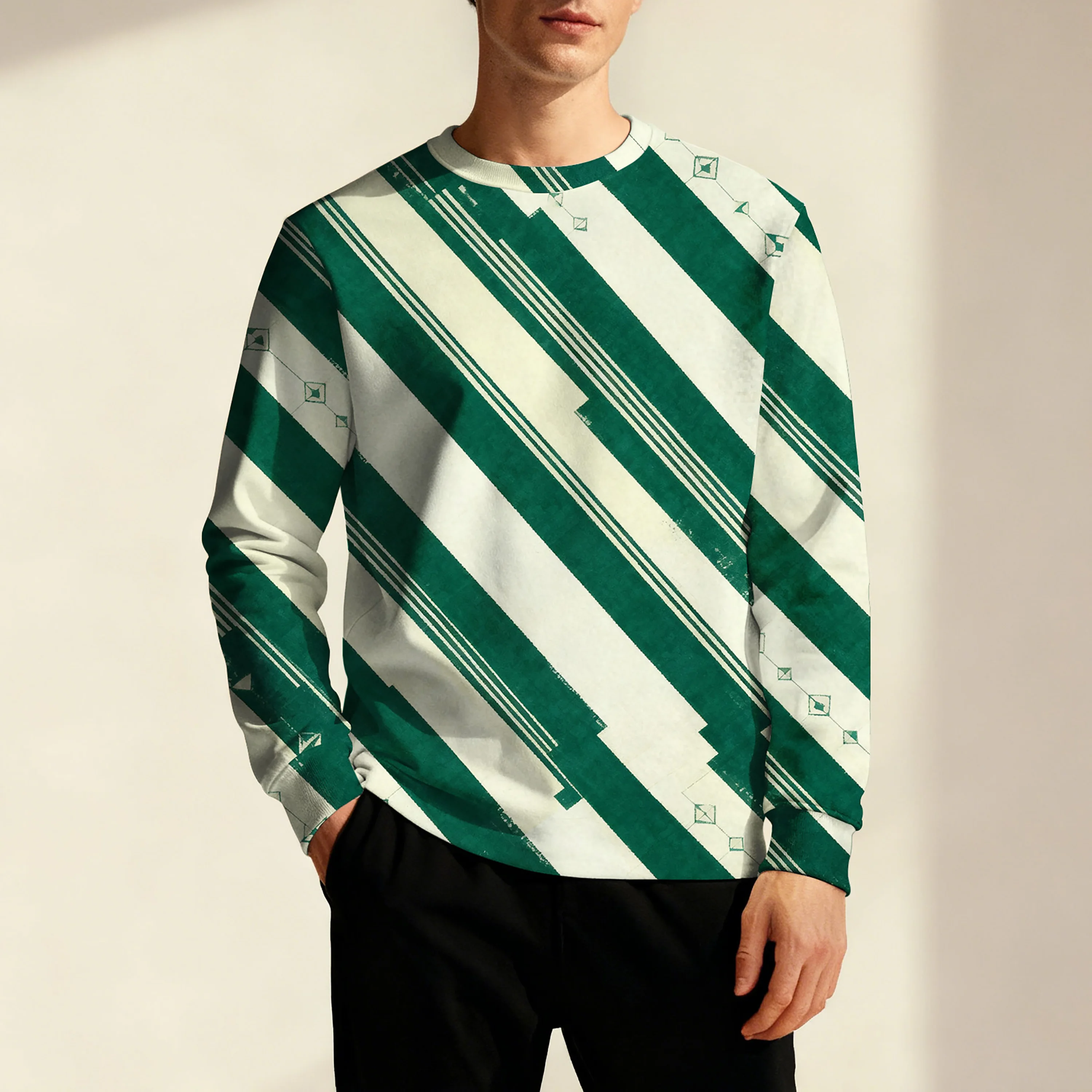 

Осенне-зимняя мужская толстовка с круглым вырезом и модными узорами, подходит для деловых поездок на работу, активного отдыха и хо