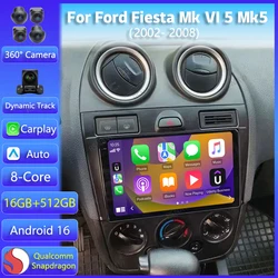 Android 16 Carplay For Ford Fiesta Mk VI 5 Mk5 2002-2005 2006 2007 2008 Car Radio Multimedia Player GPS Stereo 2din Head Unit