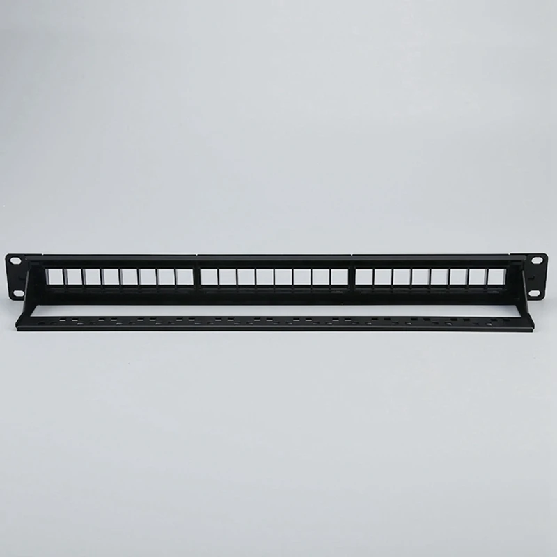 19-Inch 1U Cabinet Rack Through 24-Port CAT6 Patch Panel RJ45 Network Cable Adapter Keystone Jack Modular Patch Panel