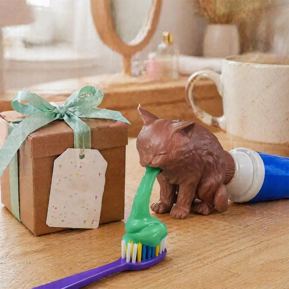 Prank Toothpaste Cap 3d Printed Cat Toothpaste Cap Funny Cat Vomiting Topper Bathroom Accessory for Kids Adults Toothpaste