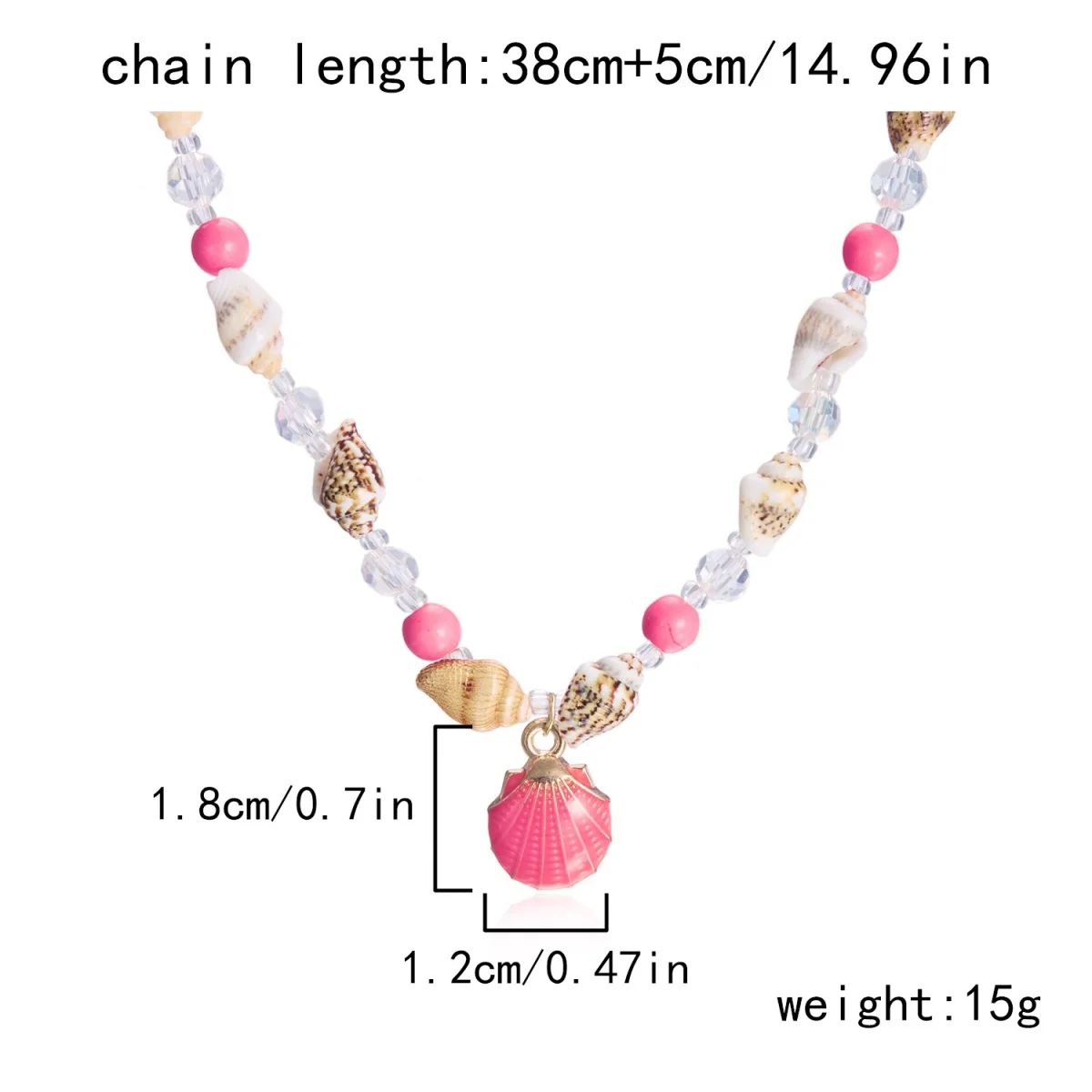 Metall-Seestern-Muschel-Anhänger-Halskette für Damen und Herren, Kristall-Reisperlen-Choker, Bohemian-Strandurlaub, Sommerparty-Schmuck – Detail 33