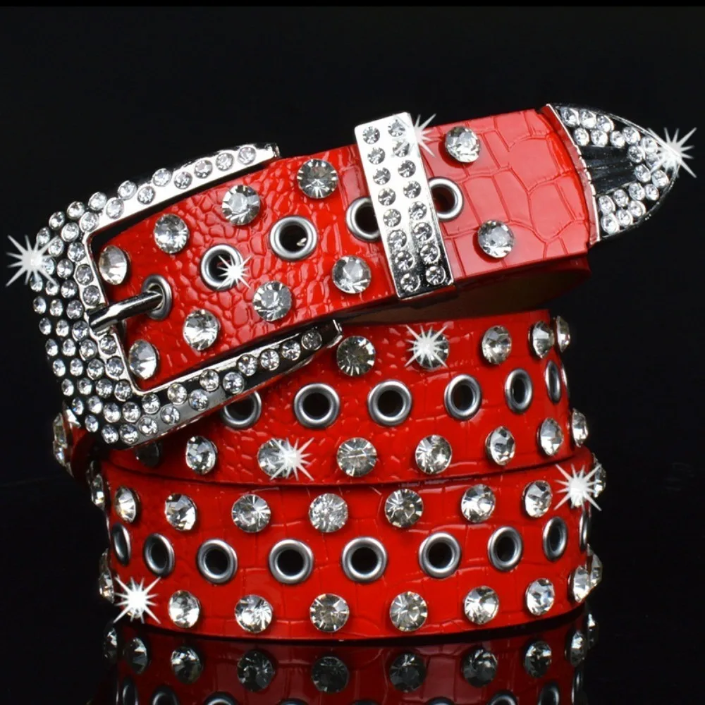 Versatile Wide Women's Belt, Fashionable and Casual Hollow Rhinestone Women's Belt， LR1556 image 2