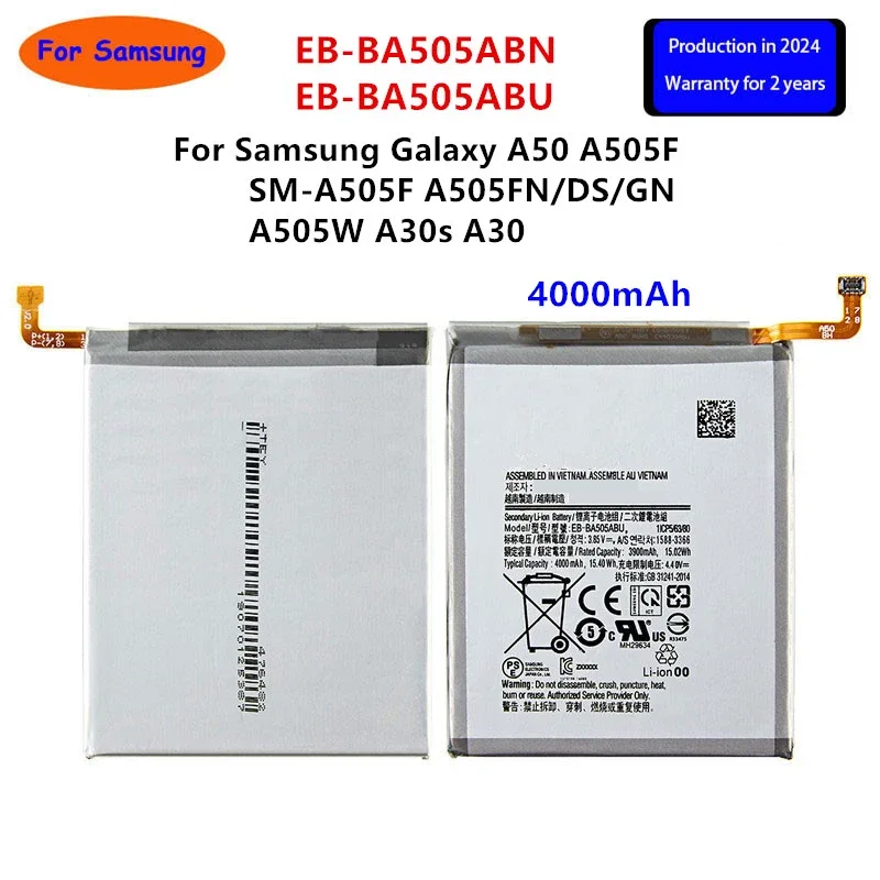 

Brand New EB-BA505ABN EB-BA505ABU 4000mAh Battery For Samsung Galaxy A50 A505F SM-A505F A505FN/DS/GN A505W A30s A30