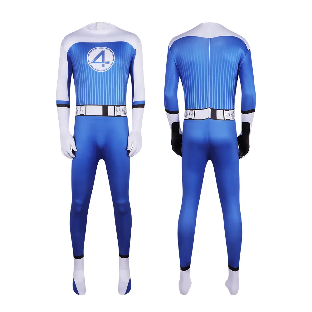 Movie Fantastic Four Cos Reed Cosplay Costume Blue Jumpsuit Richards Fullset Superhero Zentai Party Invisible Man Jumpsuit Cos