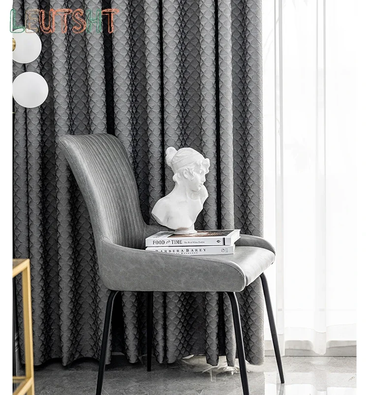 

Curtains for Living Room Modern Three-dimensional Jacquard Decoration Living Room and Dining Room and Bedroom Blackout Curtain