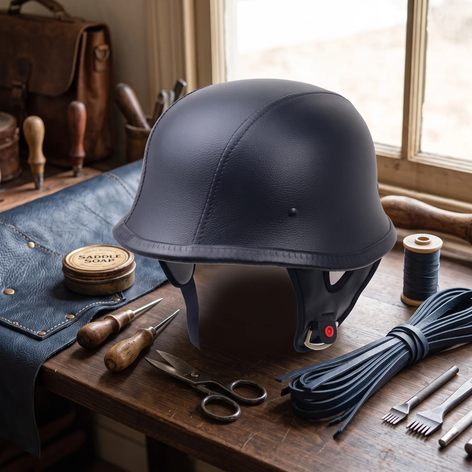 Half Helmet Vintage Open Face Helmet Secure Impact-Resistant for Motorcyclists, City Riding, Scooter Commuting