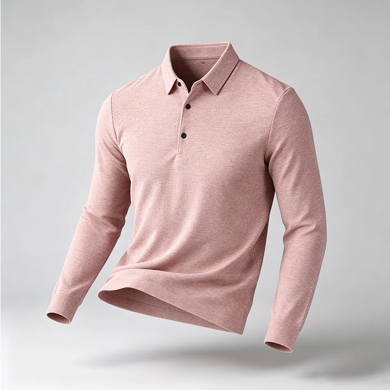 Herren-Poloshirt mit klassischem Kragen, langen Ärmeln und Knopfleiste, ideal für Urlaub, kurze Ausflüge und verschiedene Freizeitaktivitäten. – Detail 7