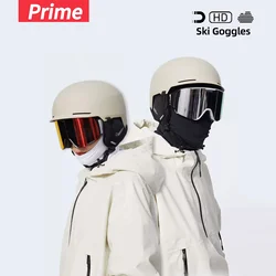 Prime-Magnetic Ski Goggles para adultos, dupla camada, anti-nevoeiro, óculos de snowboard cilíndricos, homens e mulheres