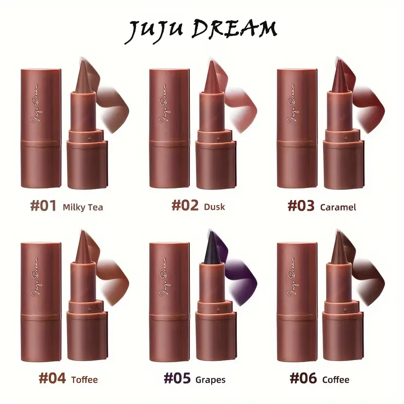 6 Color Matte Lip Liner & Lipstick Duo - Long-Lasting, Cone Tip, Purple Shades for All Skin Types