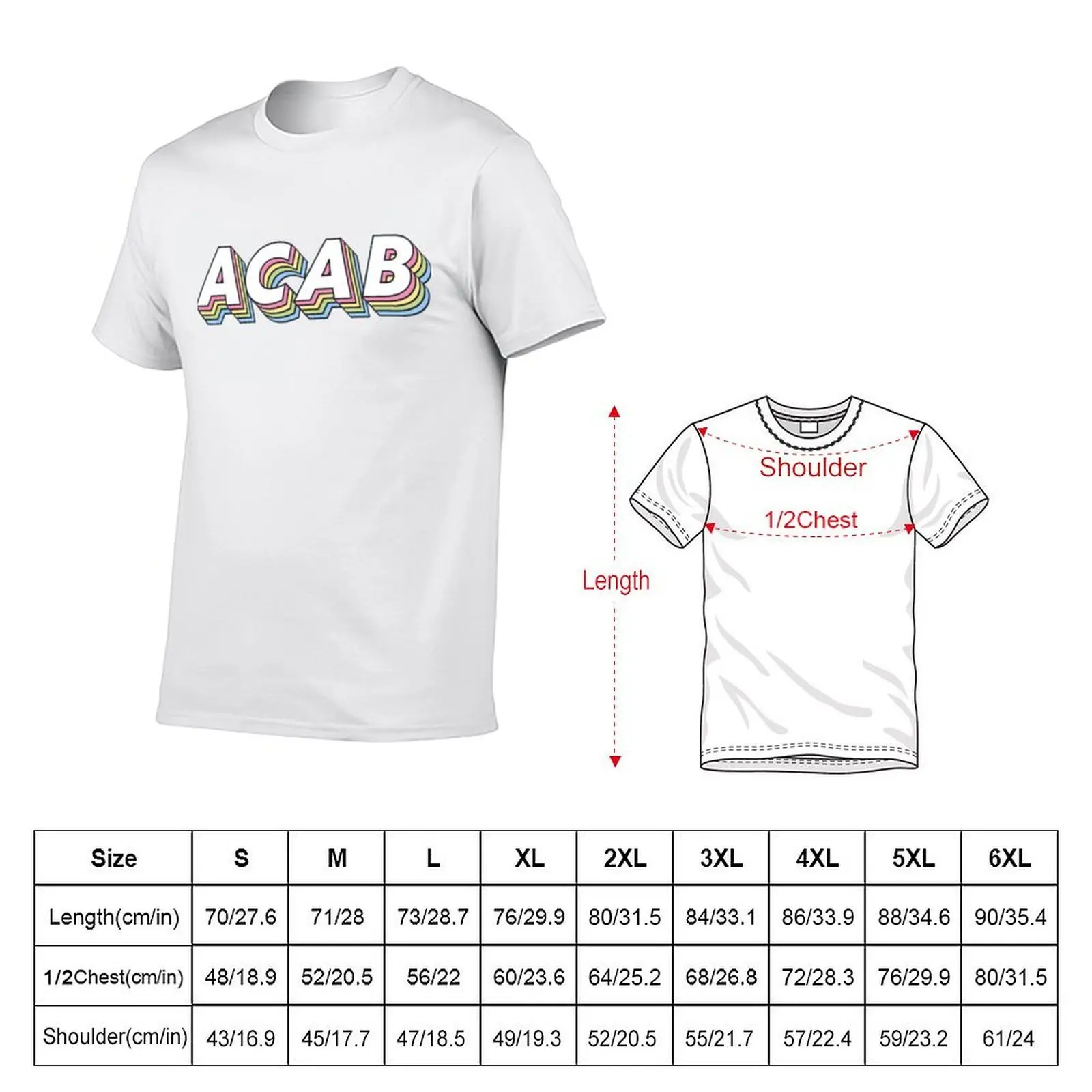 ACAB Regenbogen T-Shirt Herren T-Shirt Baumwolle Herren T-Shirt schwere Baumwolle T-Shirt