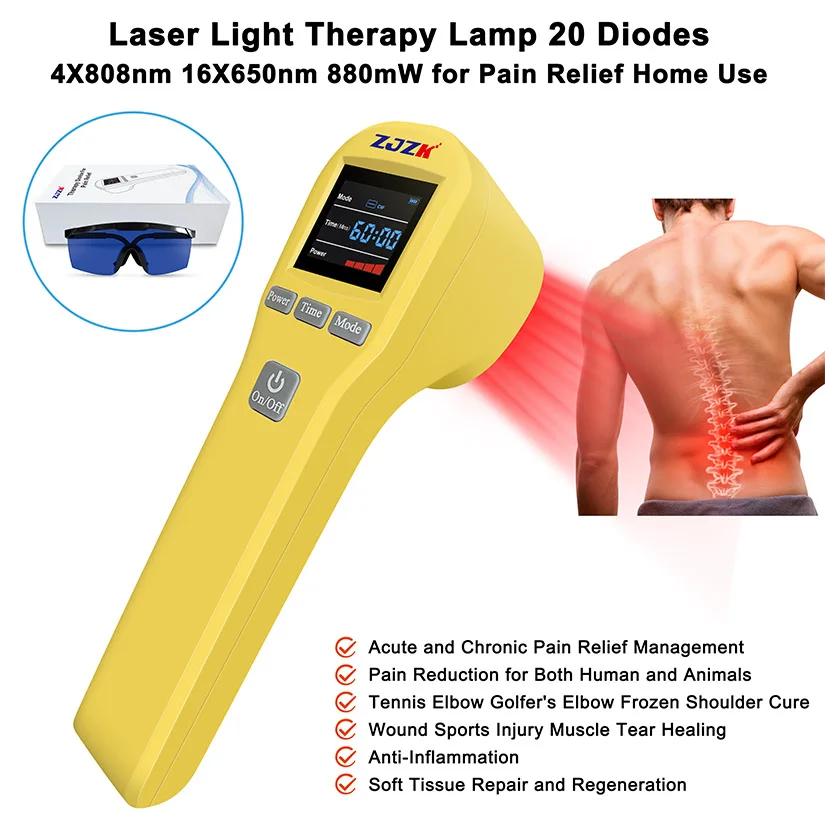 

ZJZK Portable Physical Treatment 650nm 808nm Low-level Infrared Red Light Cold Laser Therapy Device For Neck Back Arthritis Pain