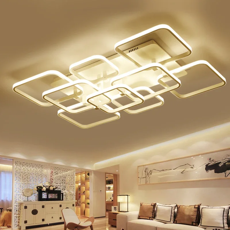 Square Rings LED Ceiling Lights  For Living Room Bedroom AC85-265V Modern Led  Lamp Fixtures lampara techo