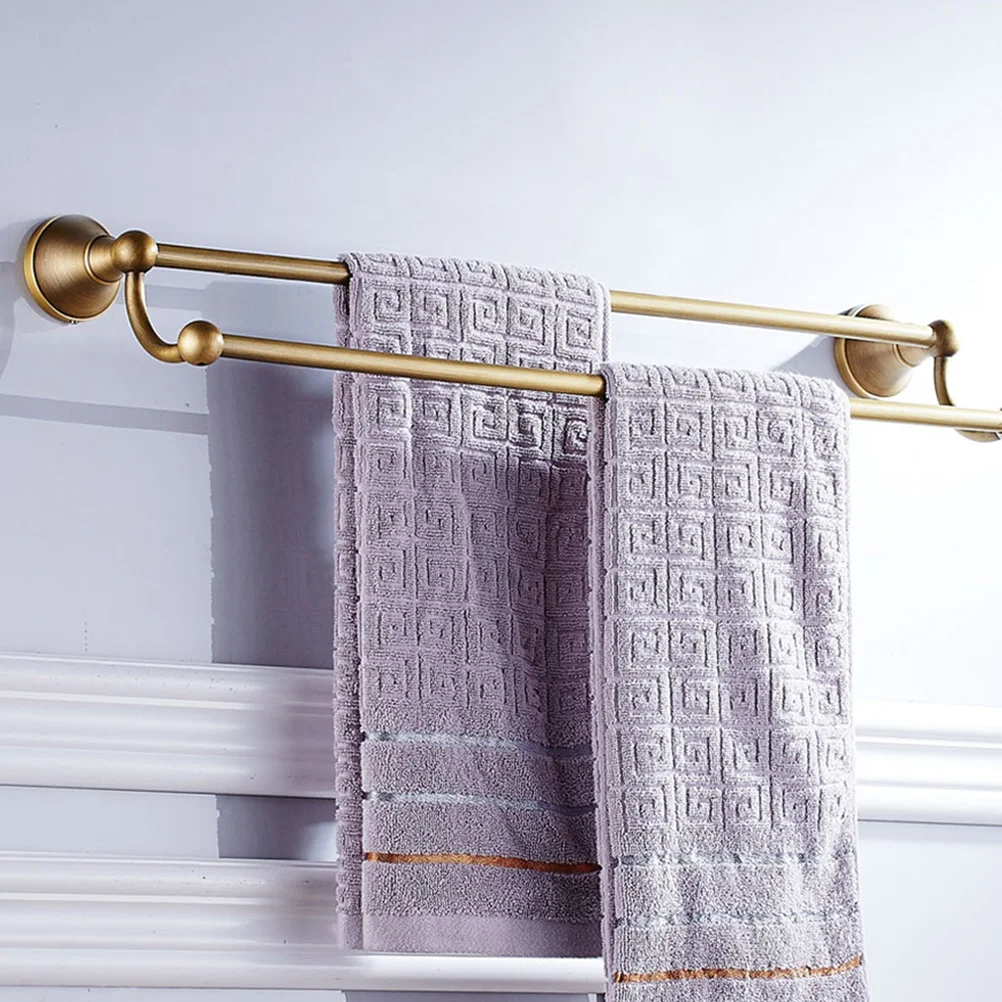

1 шт. двухслойная латунная вешалка для полотенец для ванной комнаты светло-коричневая бронзовая настенная полка для хранения полотенец для дома, отеля, сауны, ванной комнаты