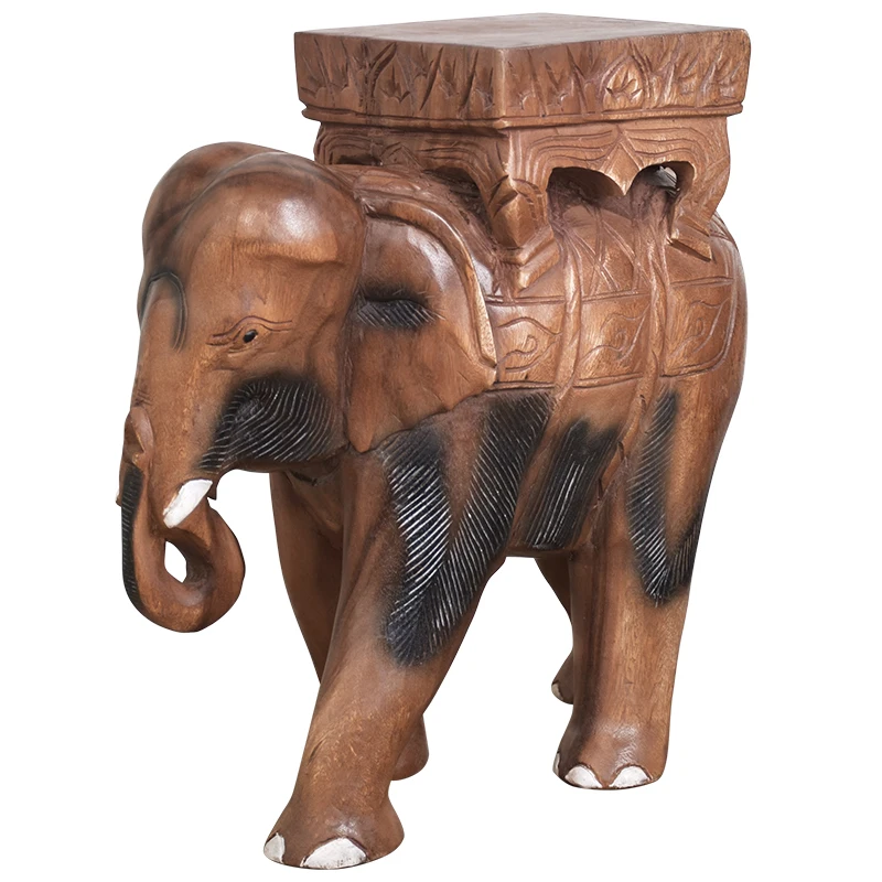 

Solid wood flower stand Chinese home living room flower table indoor shelf bonsai shelf elephant low stool retro coffee table