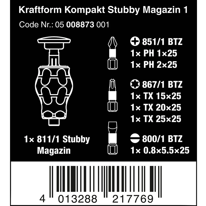 Imagem -06 - Kraftform Magazine Bit Holder Stubby com ph Armazenamento de Bits tx sl Wera 05008873001