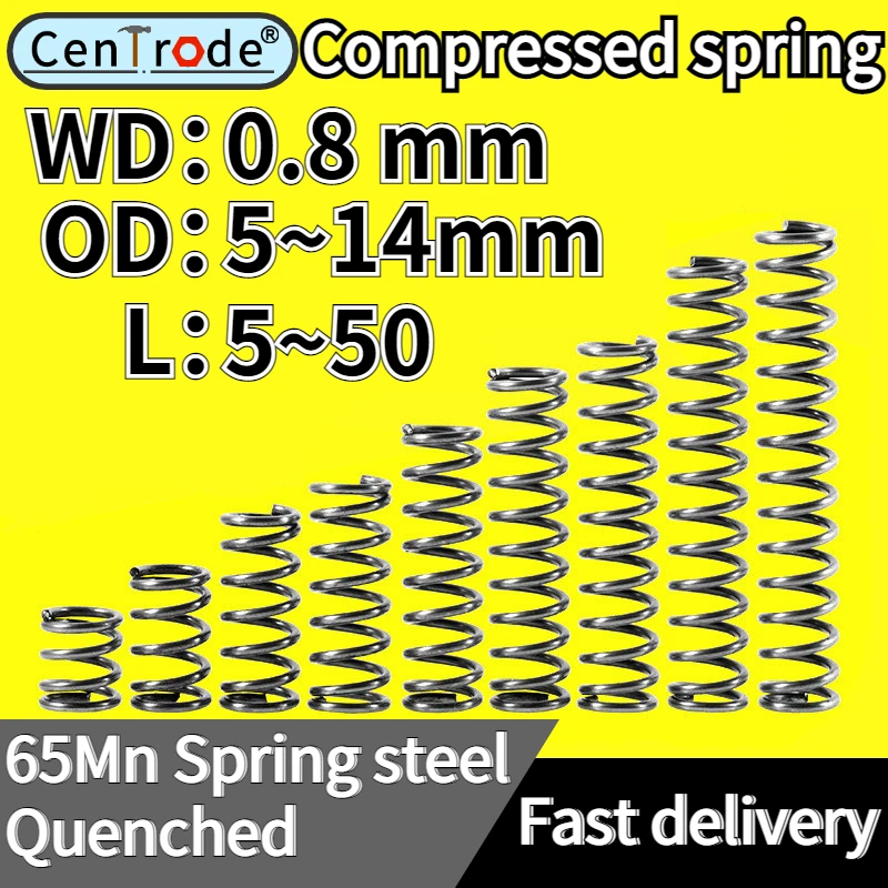 

Wire Diameter 0.8mm Outer Diameter 5-14mm 10Pcs Rotor Pressure Spring Compressed Spring Big and Small Spring Gas Spring