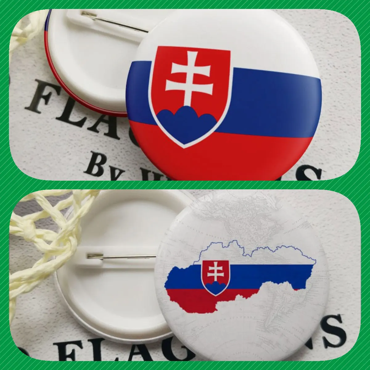Slovakia Slovaks Slovak Republic Map Flag National Emblem National Flower Brooches Badges Lapel Pins