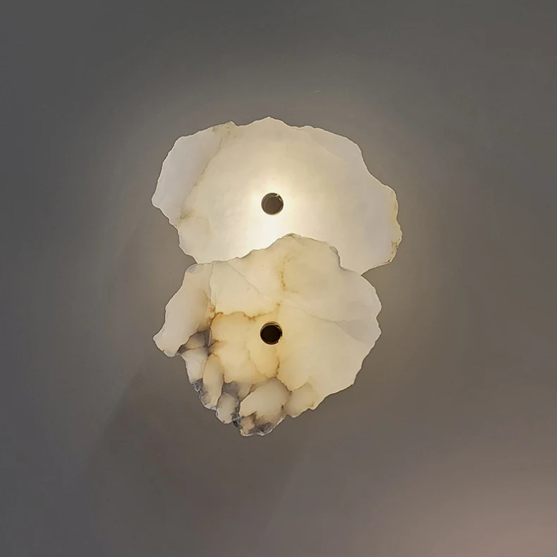 Natural Marble LED Wall Lamp Copper Novelty Lighting Sconce