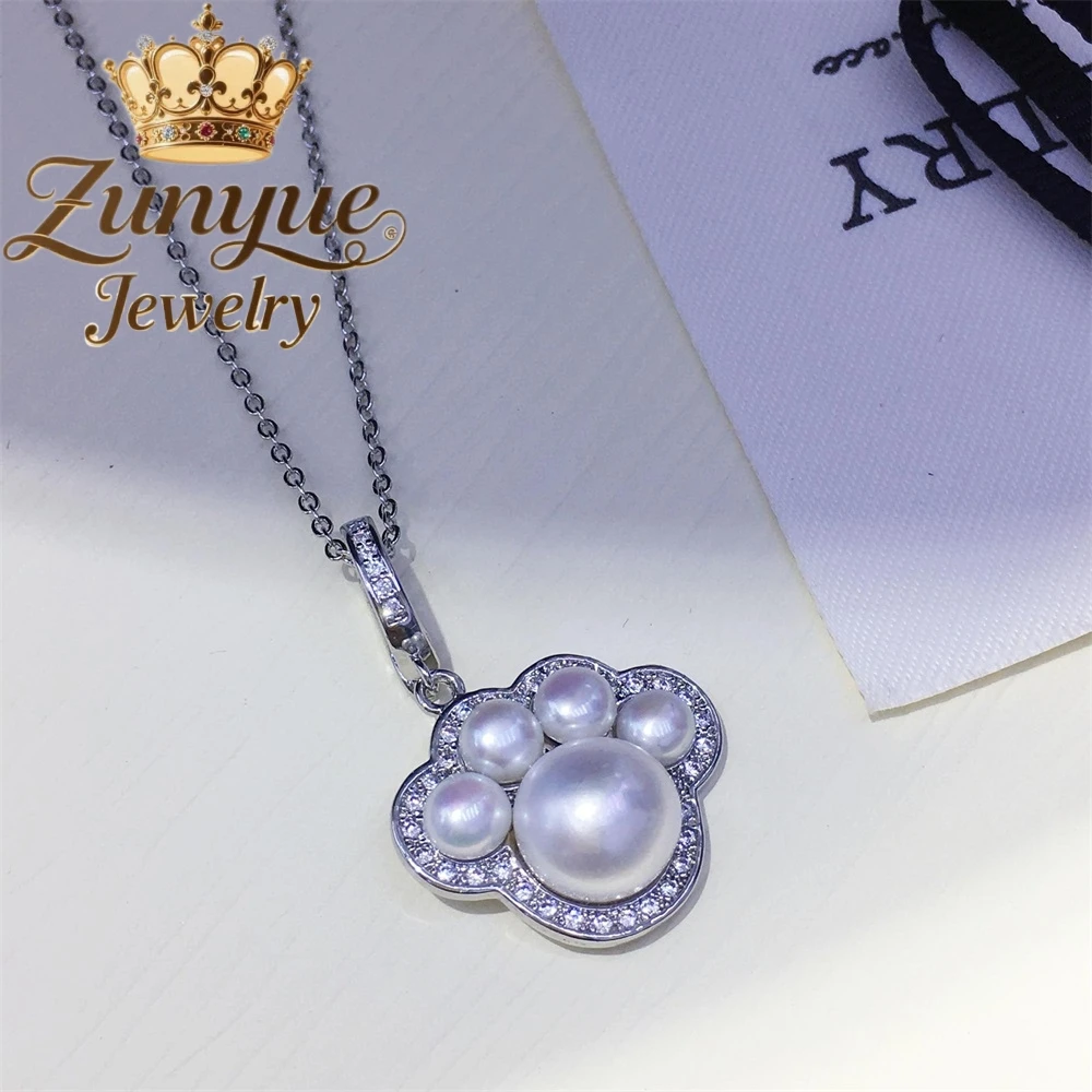 High - end Freshwater Pearl Pendant Cute Cat Paw Necklace Luxury Quality Jewelry Fashion Jewelry Exquisite Elegant Charms Popula