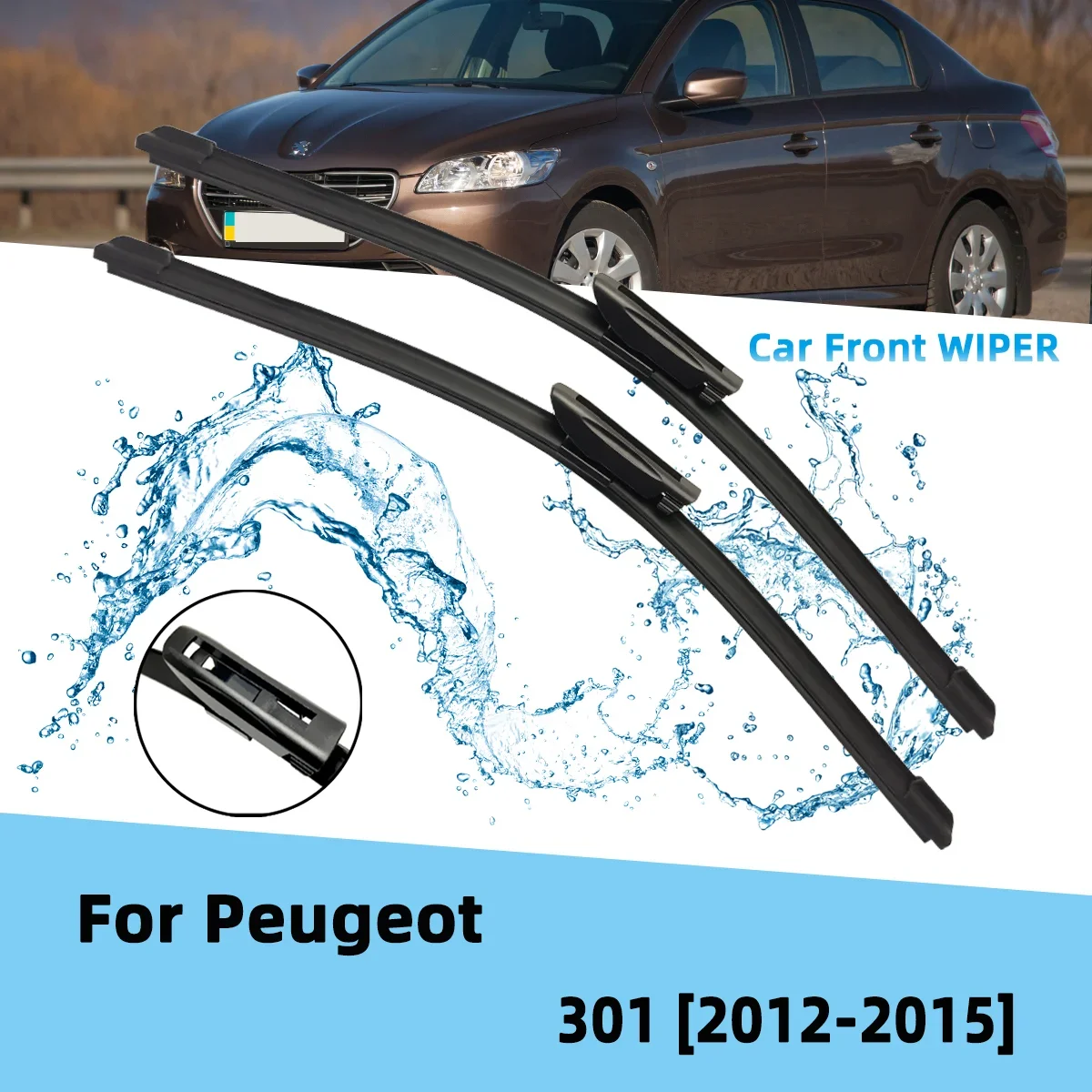 

Front Wiper Accessorie Double Rubber Car Wipers for Peugeot 301 2012-2015 Wipers Brushes New Upgraded 2015 2014 2013 2012