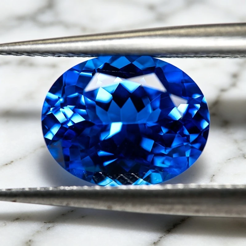 Hochwertiger, im Labor gezüchteter Kobalt-Spinel, oval geschliffener blauer Edelstein für DIY-Ringe, Halsketten und Ohrringe – Materialien zur Auswahl, zertifiziert – Detail 5