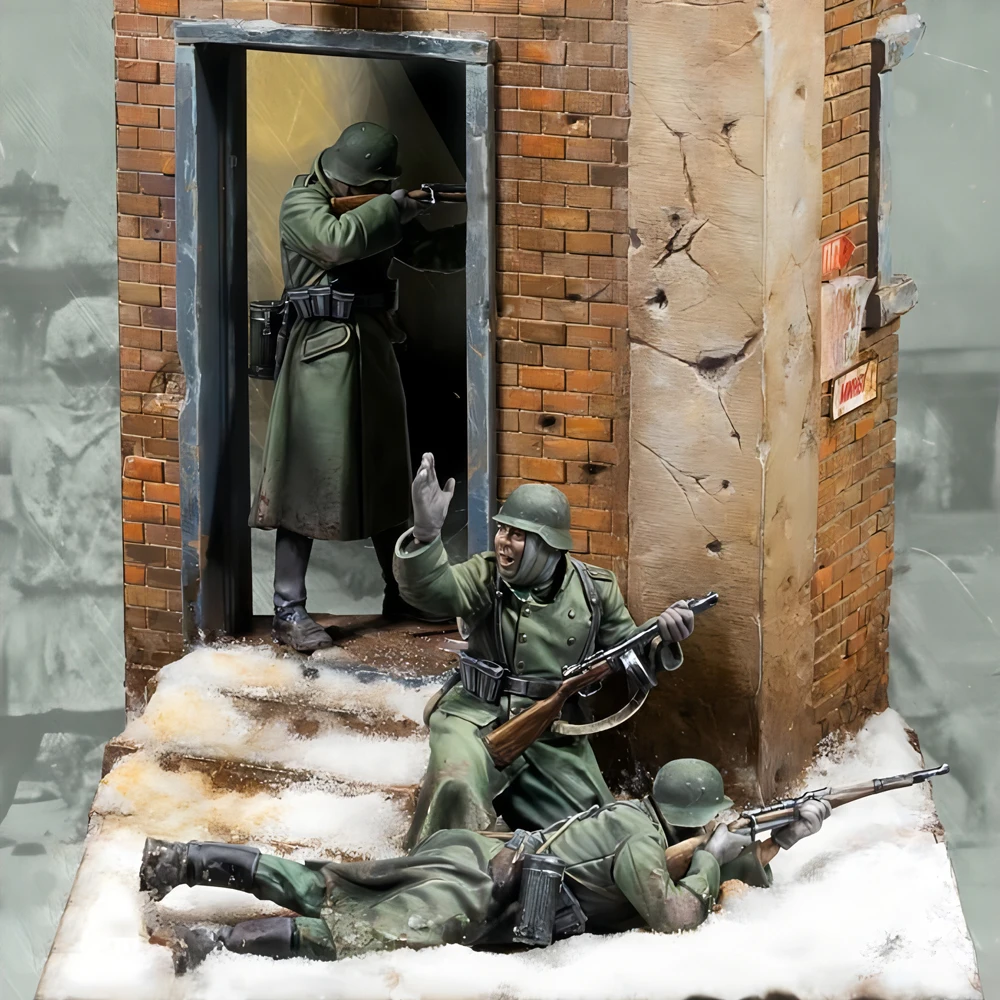 1/35 Resin Model Figure Kits GK , Three People，Including Scene，Military Theme，Unassembled And Unpainted,344C