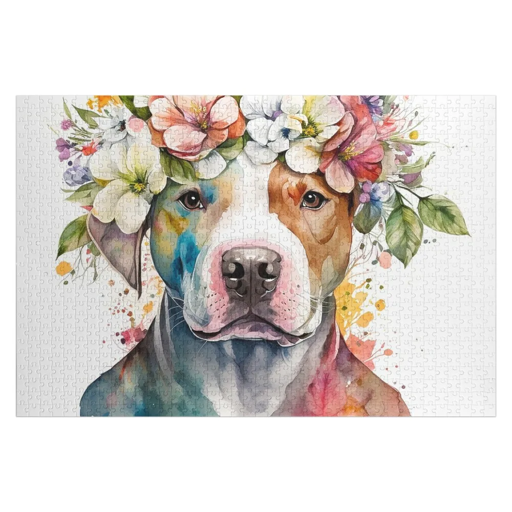 

Stunning watercolor art of a Pit Bul Jigsaw Puzzle Custom Kids Toy Christmas Gifts Anime Personalized Puzzle