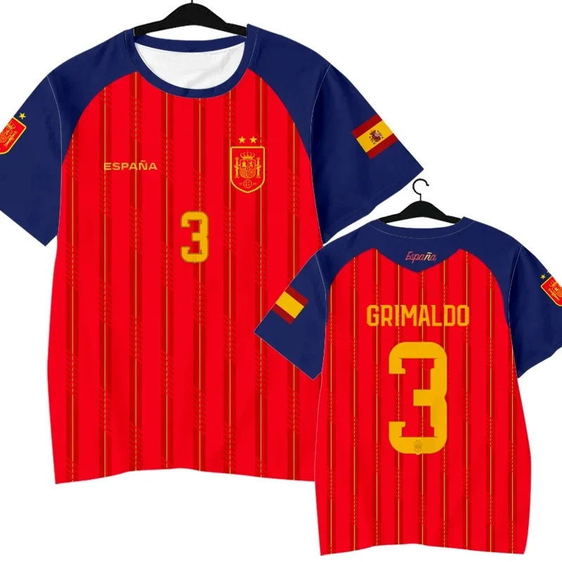 2026 Spanien Team Spieler-Stil Yamal Fußballtrikot # 2 # 3 # 11 # 15 # 17 # 22 # 24 Schnelltrocknendes Kurzarm-T-Shirt für Kinder, Familien-Fan-Kid – Detail 7