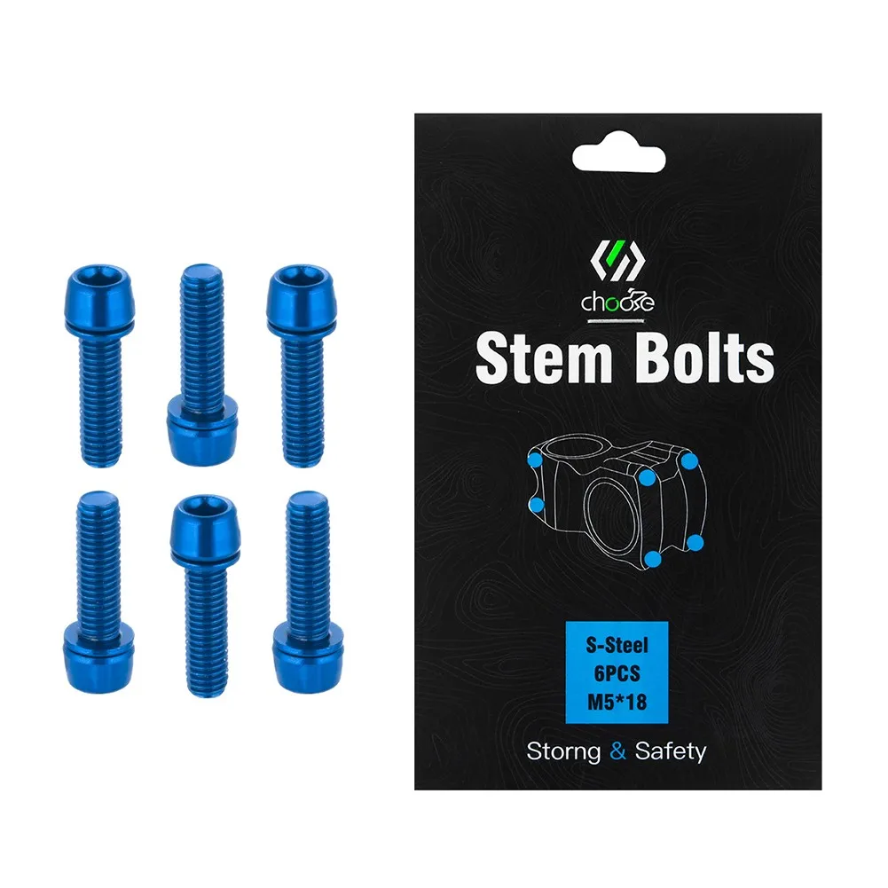 Heavy duty M5x18 MTB Alloy Bolts Handlebar Stem Shifter Screws 6 Pack Strong Thread Vibrant PVD Colored Coating