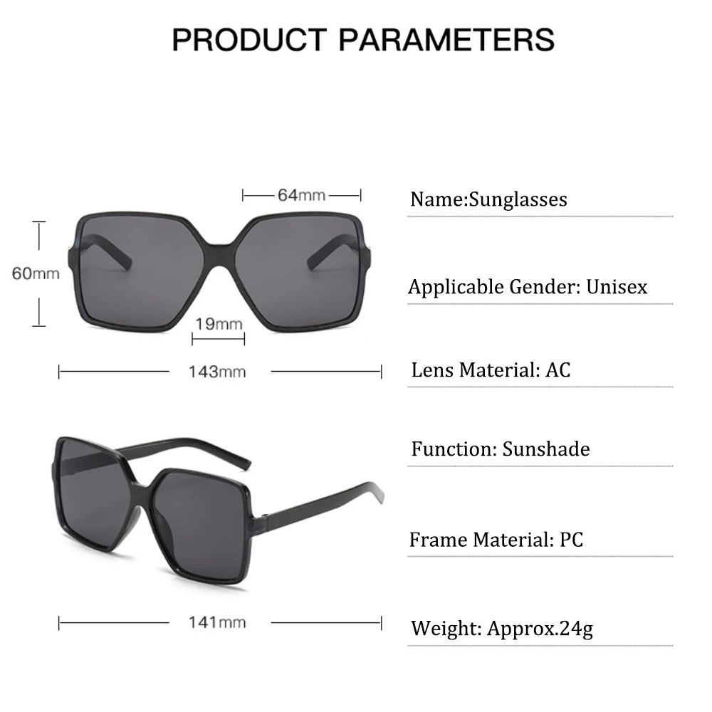 

Ladies Glasses Uv-Resistant Luxury Sun Glasses Big Frame Sunglasses Fashion Designer Eyewear For Shopping Street Photography