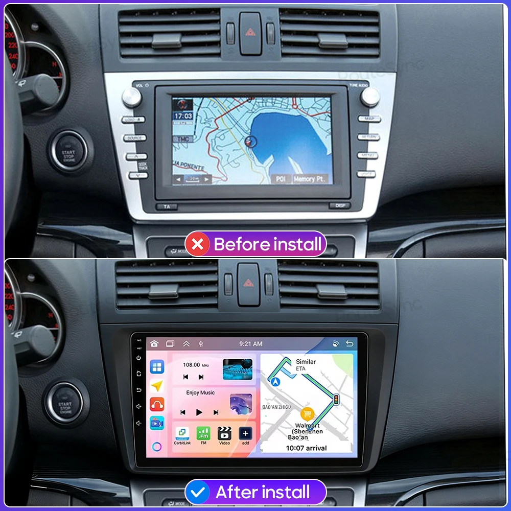 For Mazda 6 Rui GH 2008 - 2015 Android 15 Car Multimedia Video Player 10 inch CarPlay Auto Navigation GPS Radio Head Unit DSP