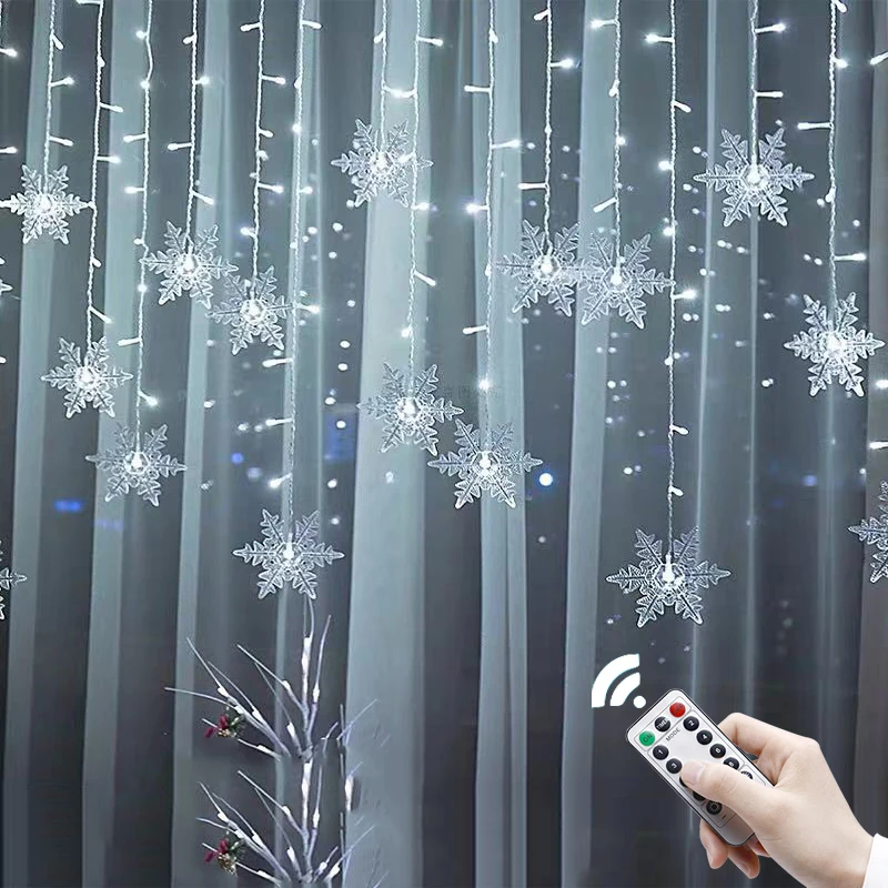 

Led Christmas Lights Outdoor Snowflake String Fairy Lights Decoration for Curtain Party Holiday Wedding Garland New Year Decor