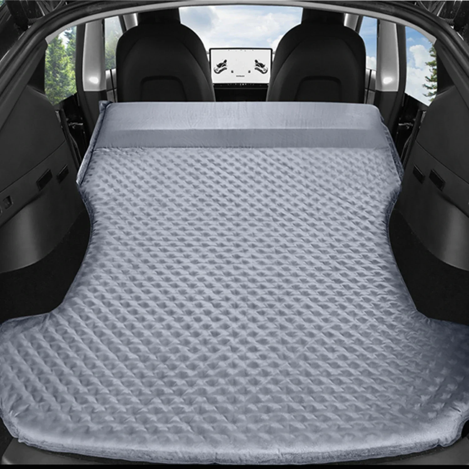 Self-inflating Air Bed for Tesla Model 3 Model Y 2017-2023 Air Mattress with Air Pump Camping Inflatable Suede Car Travel Bed